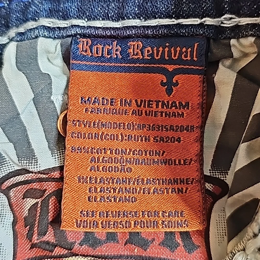 🆕️Rock Exhibition by Rock Revival LE Ruth Distressed Slim Taper Jeans. 40x32 - Picture 10 of 12